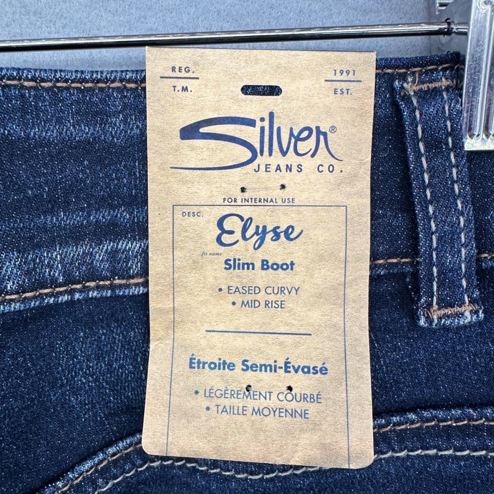 Silver Jeans Co Elyse Slim Boot Indigo Mid Rise Curvy Jeans SZ 16 L 33 NWT NEW - Picture 3 of 10